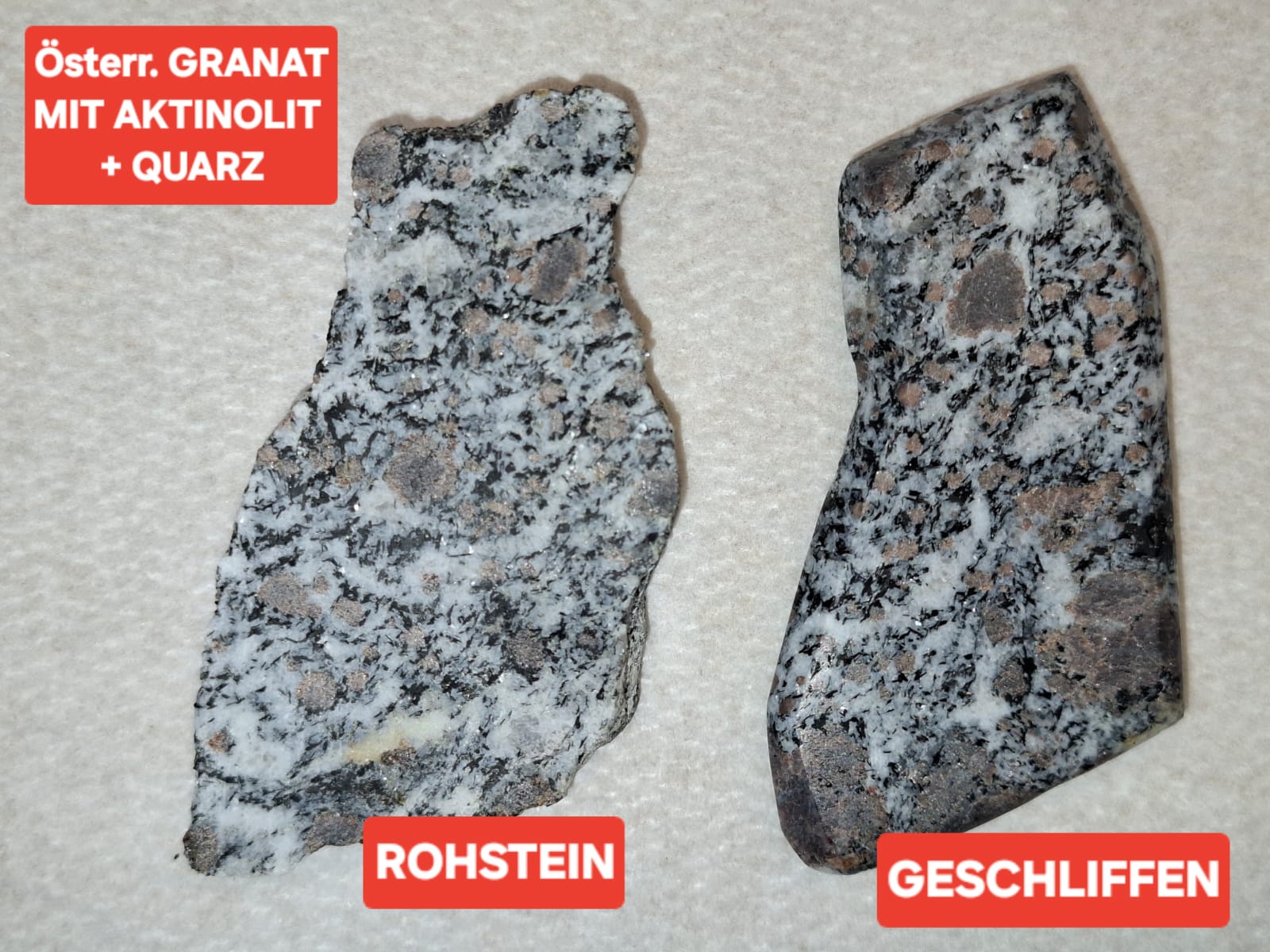 Granat mit Aktinolit und Quarz